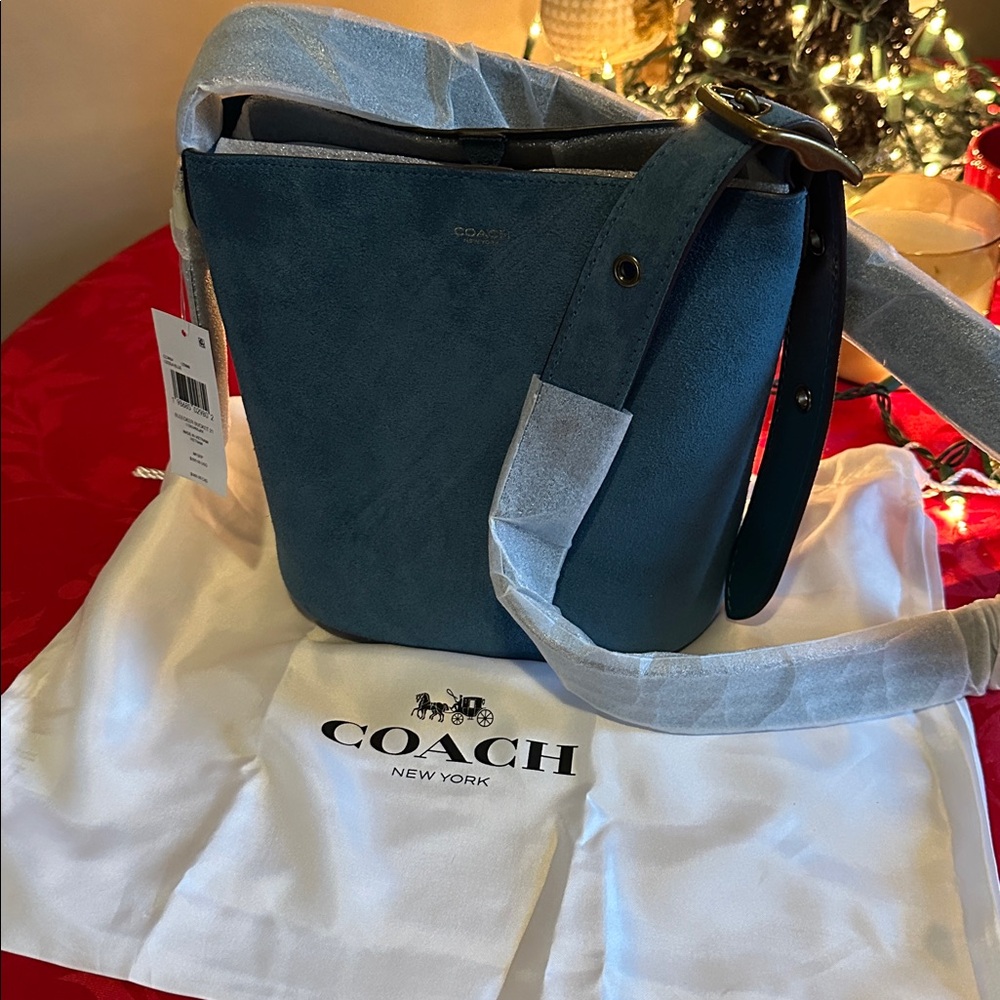 Coach Bleecker 21 Navy All SUEDE Bag NWT 2025 includes dust bag and pouch - Picture 2 of 8